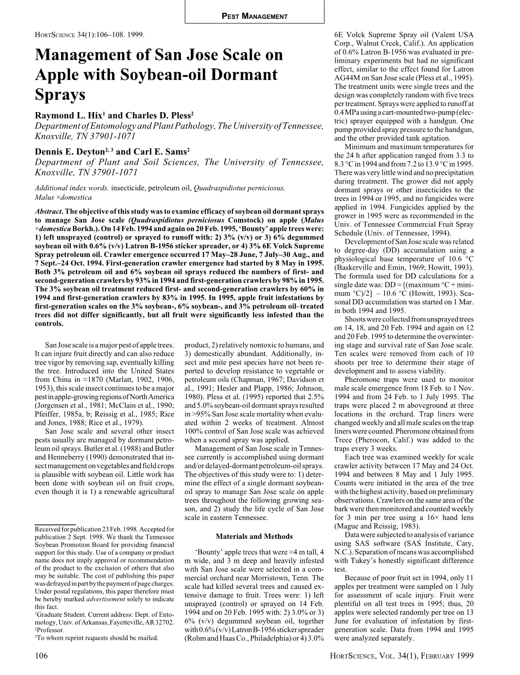 Management of San Jose Scale on Apple with Soybean-Oil Dormant