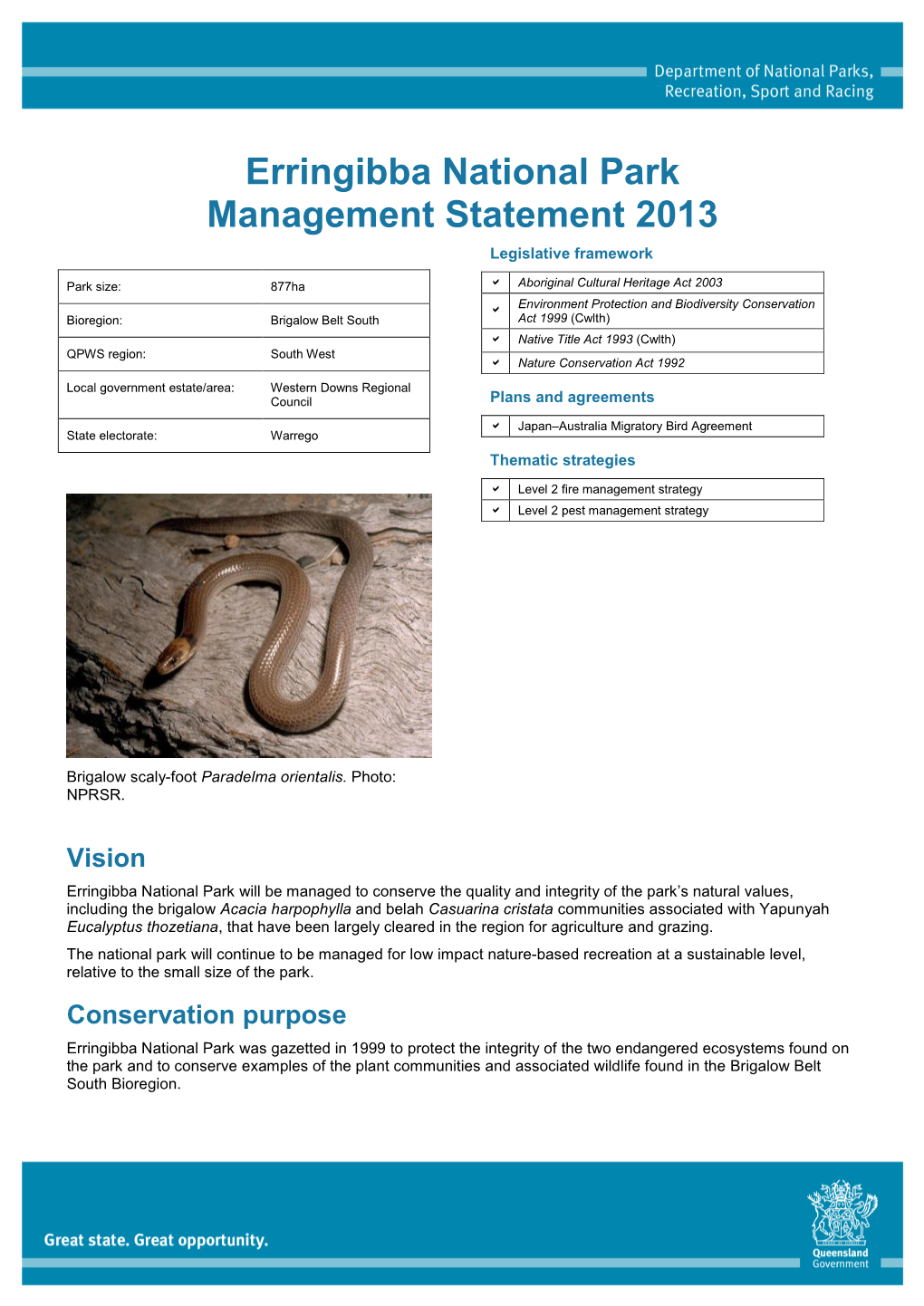 Erringibba National Park Management Statement 2013 (PDF, 271.9