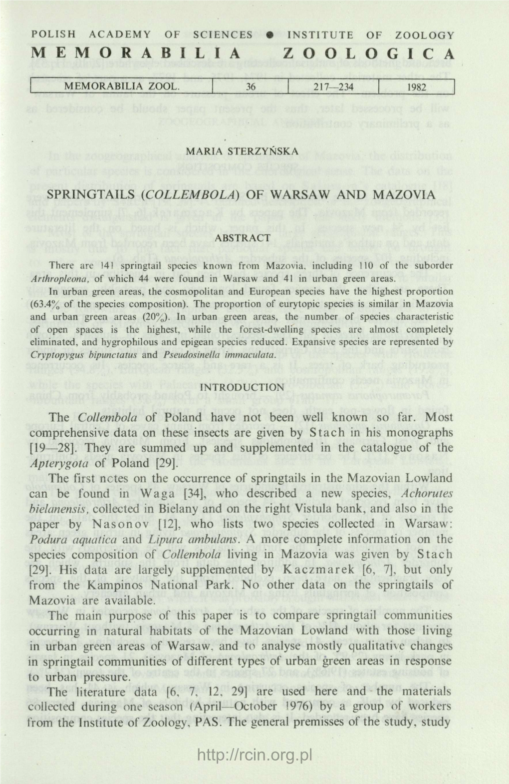 Springtails (Collembola) of Warsaw and Mazovia