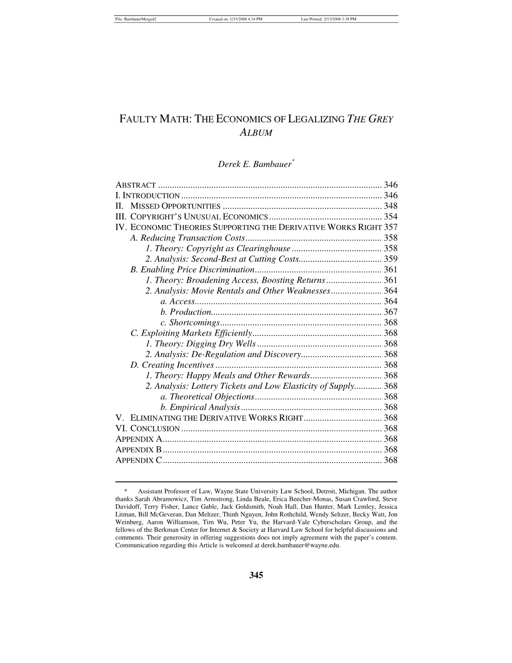 Faulty Math: the Economics of Legalizing the Grey Album