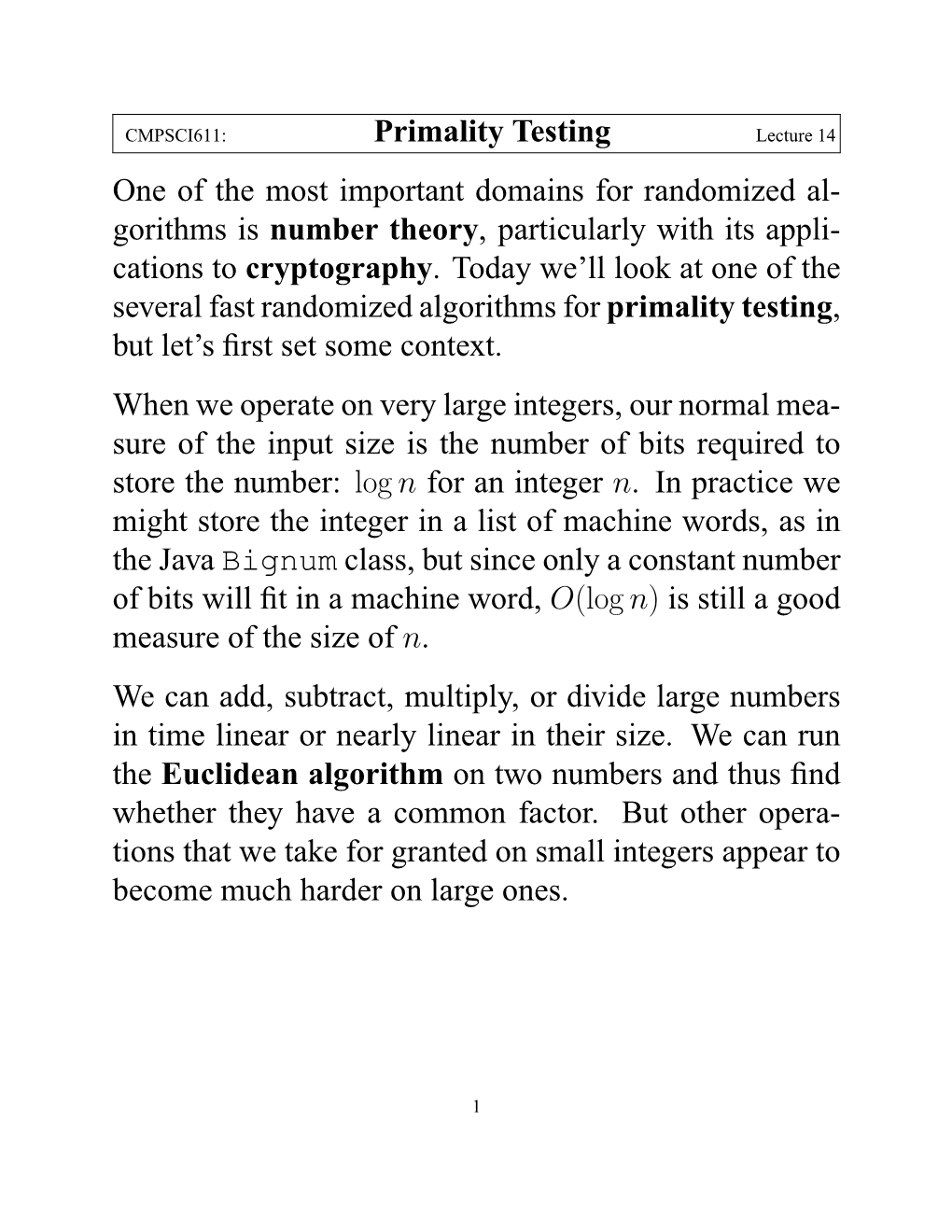 Primality Testing One of the Most Important Domains for Randomized Al