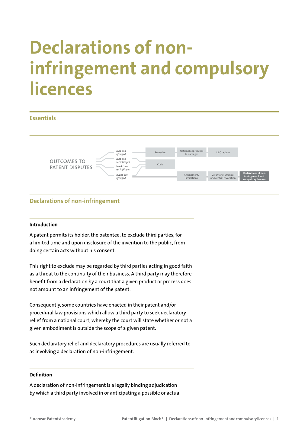 Declarations of Non-Infringement and Compulsory Licenses