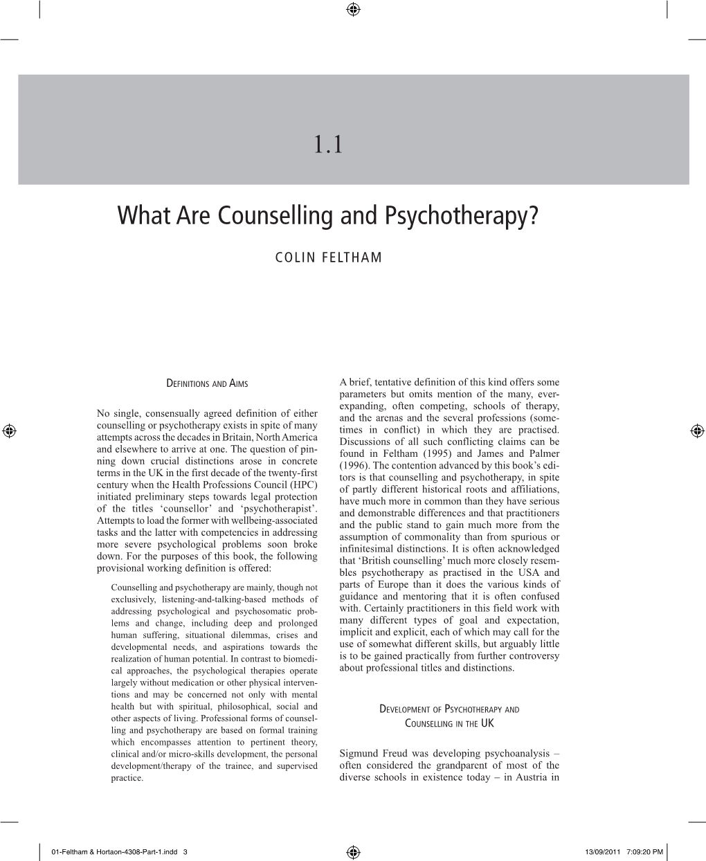 Chapter 1.1 What Are Counselling and Psychotherapy?