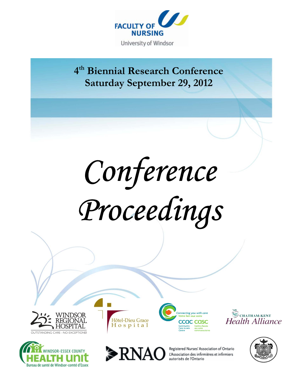 4Th Biennial Research Conference Saturday September 29, 2012