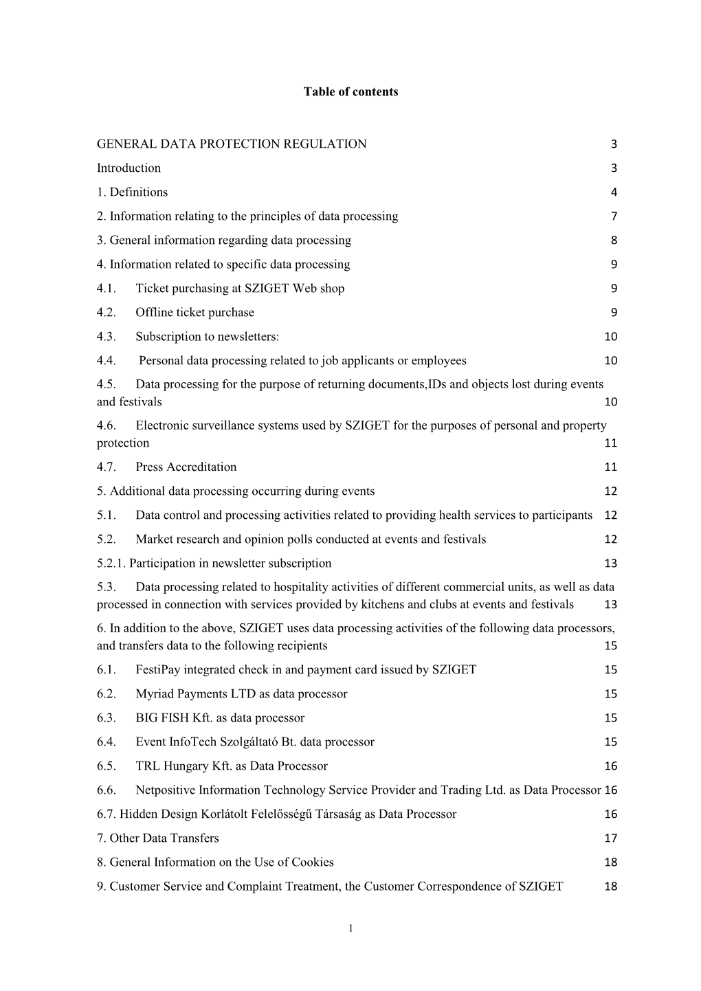 Table of Contents GENERAL DATA PROTECTION REGULATION 3