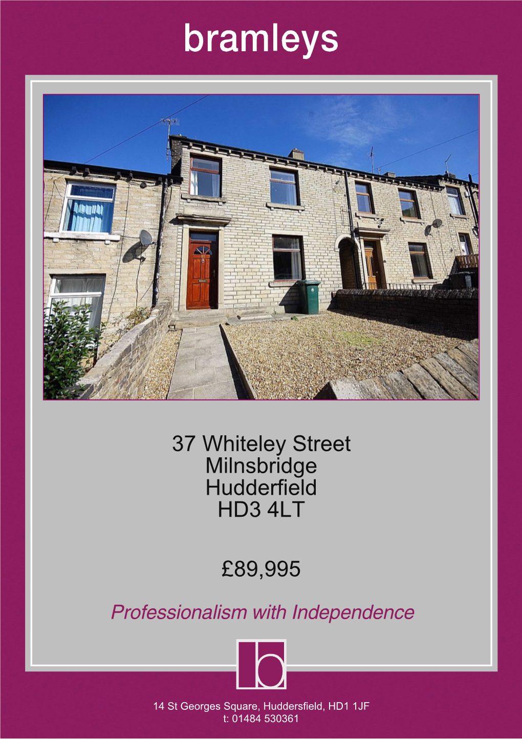 37 Whiteley Street Milnsbridge Hudderfield HD3 4LT £89,995