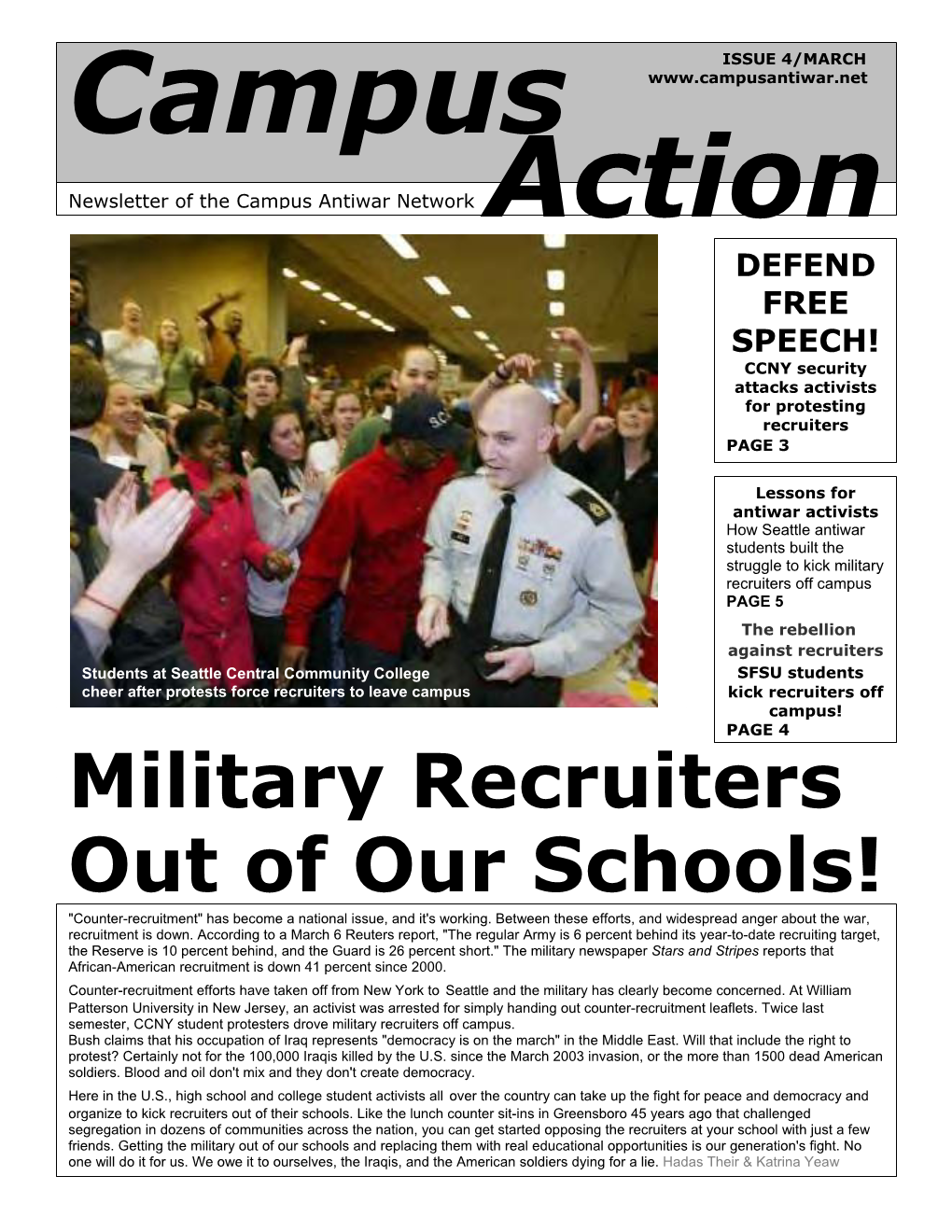 Military Recruiters out of Our Schools!