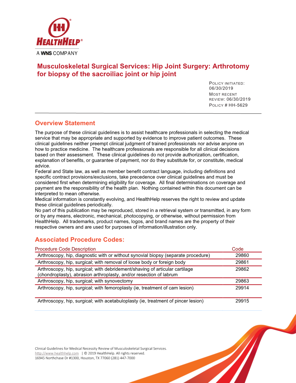 Hip Joint Surgery: Arthrotomy for Biopsy of the Sacroiliac Joint Or Hip Joint