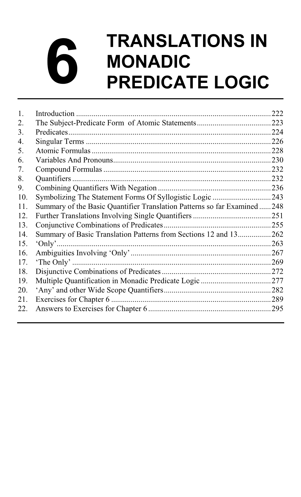 Chapter 6: Translations in Monadic Predicate Logic 223