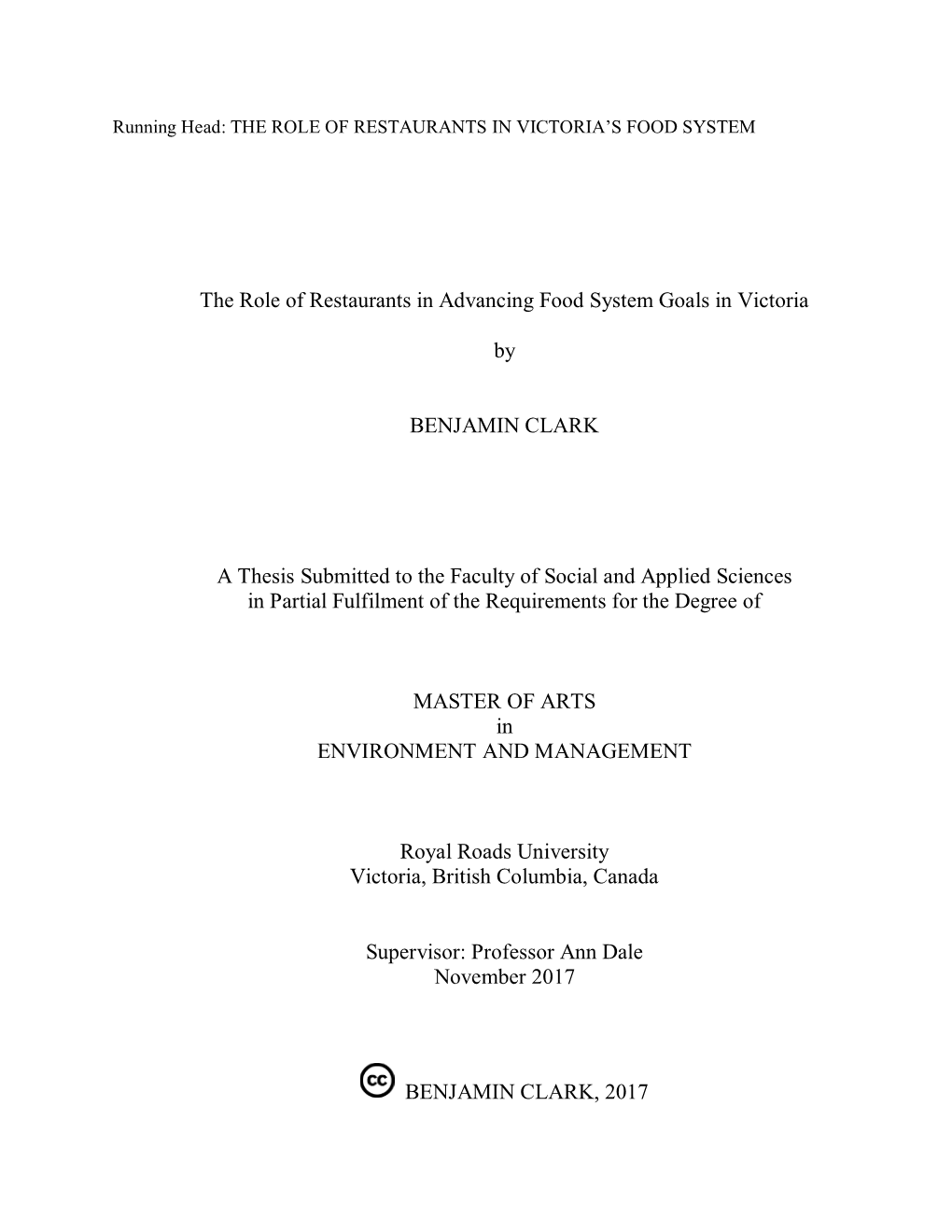 The Role of Restaurants in Advancing Food System Goals in Victoria By