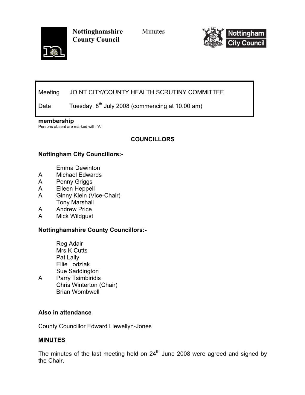 Nottinghamshire County Council Minutes