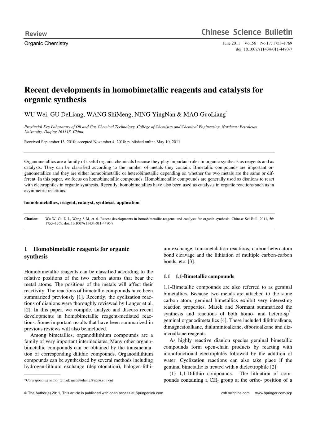 Recent Developments in Homobimetallic Reagents and Catalysts for Organic Synthesis