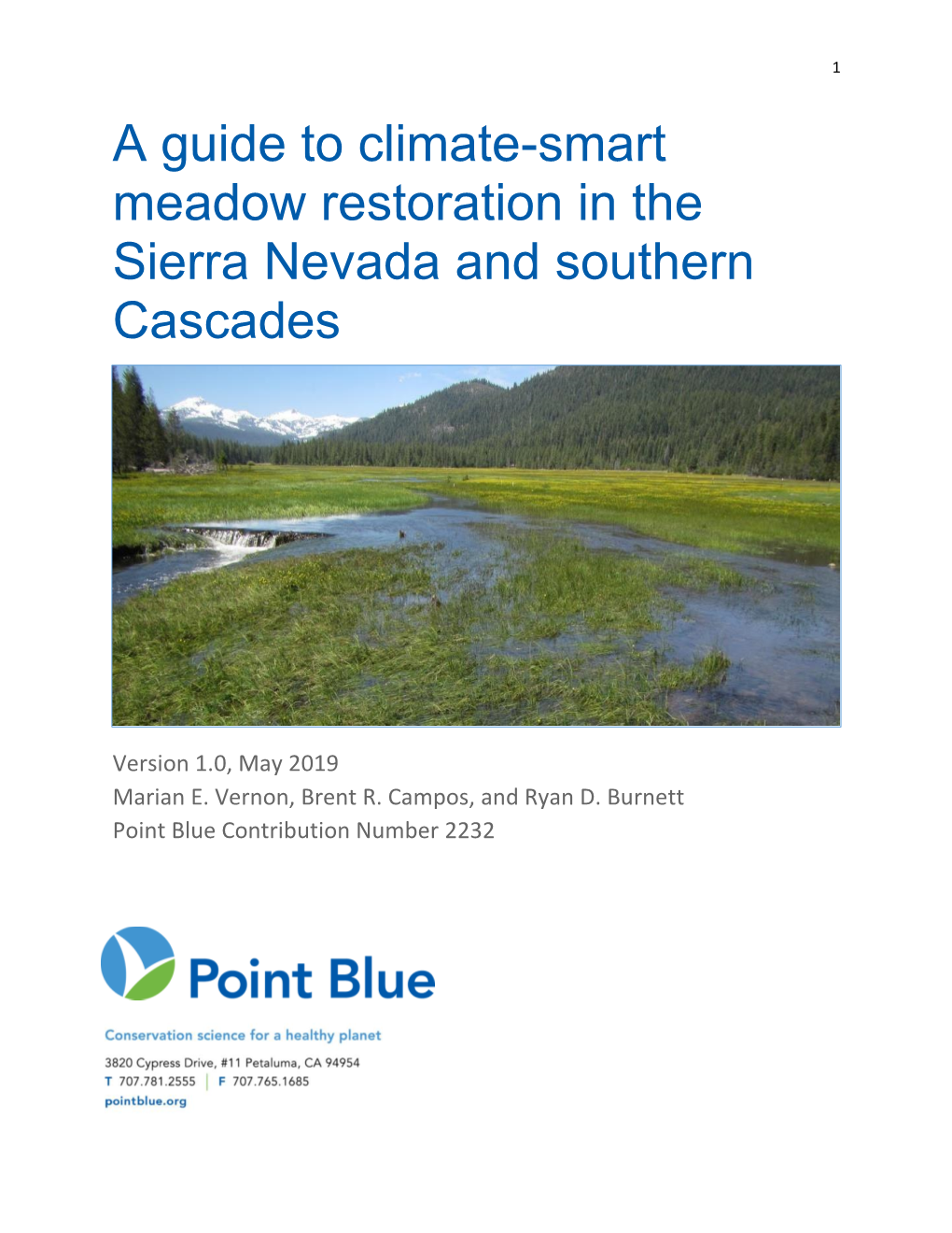 A Guide to Climate-Smart Meadow Restoration in the Sierra Nevada and Southern Cascades