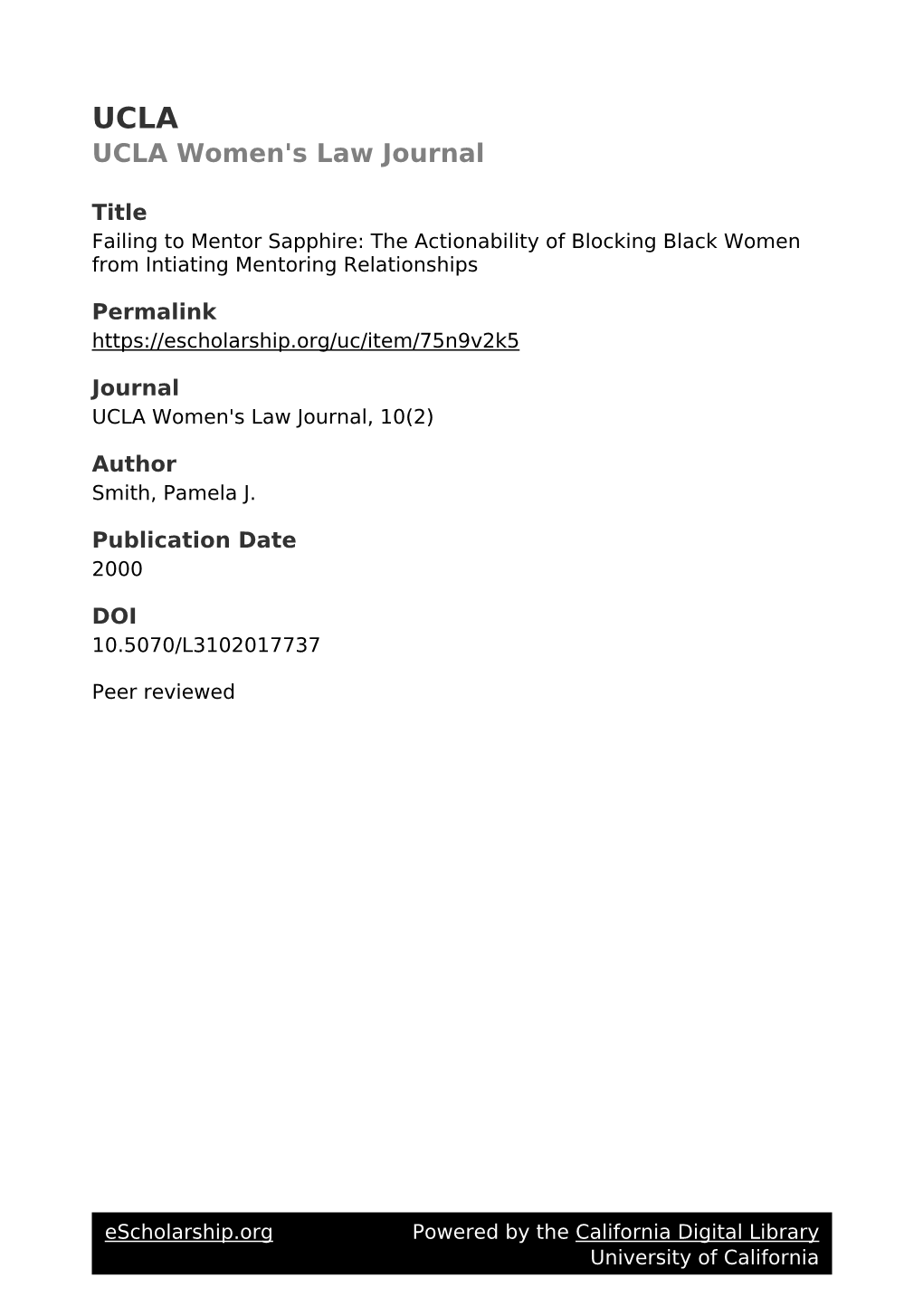 The Actionability of Blocking Black Women from Intiating Mentoring Relationships