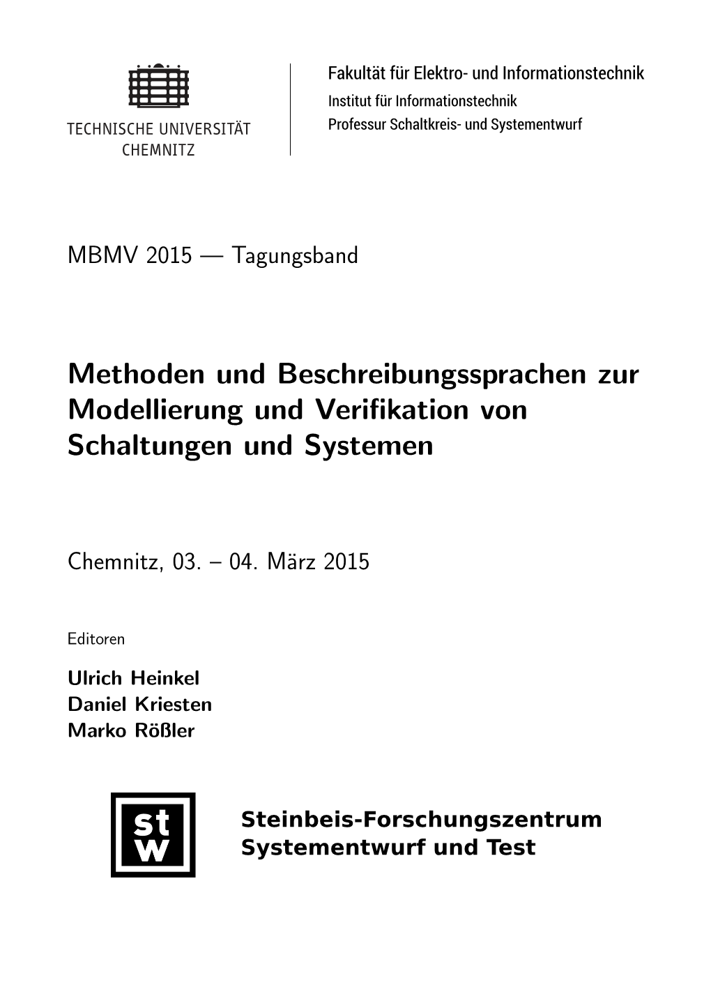 Methoden Und Beschreibungssprachen Zur Modellierung Und Veriﬁkation Von Schaltungen Und Systemen