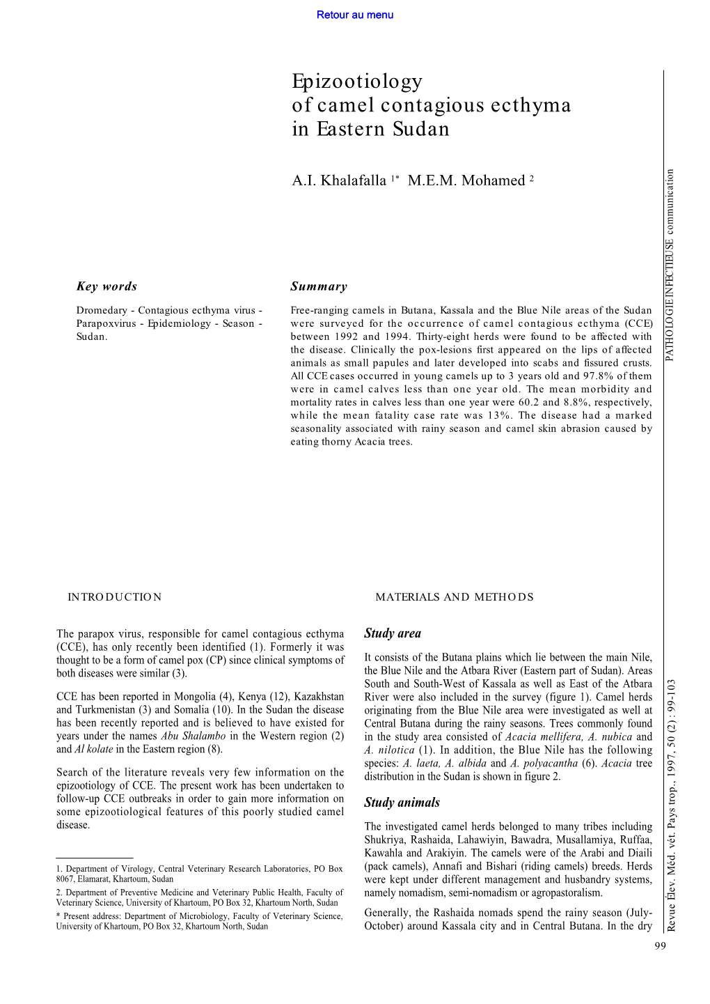 Epizootiology of Camel Contagious Ecthyma in Eastern Sudan