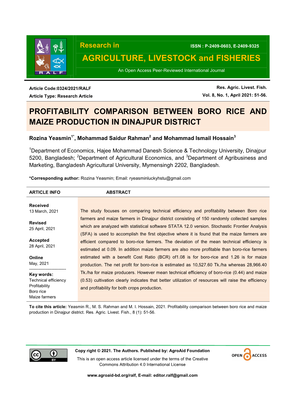 AGRICULTURE, LIVESTOCK and FISHERIES