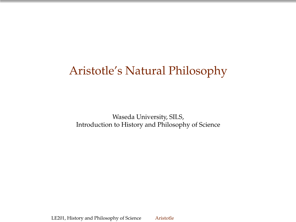 Aristotle's Natural Philosophy