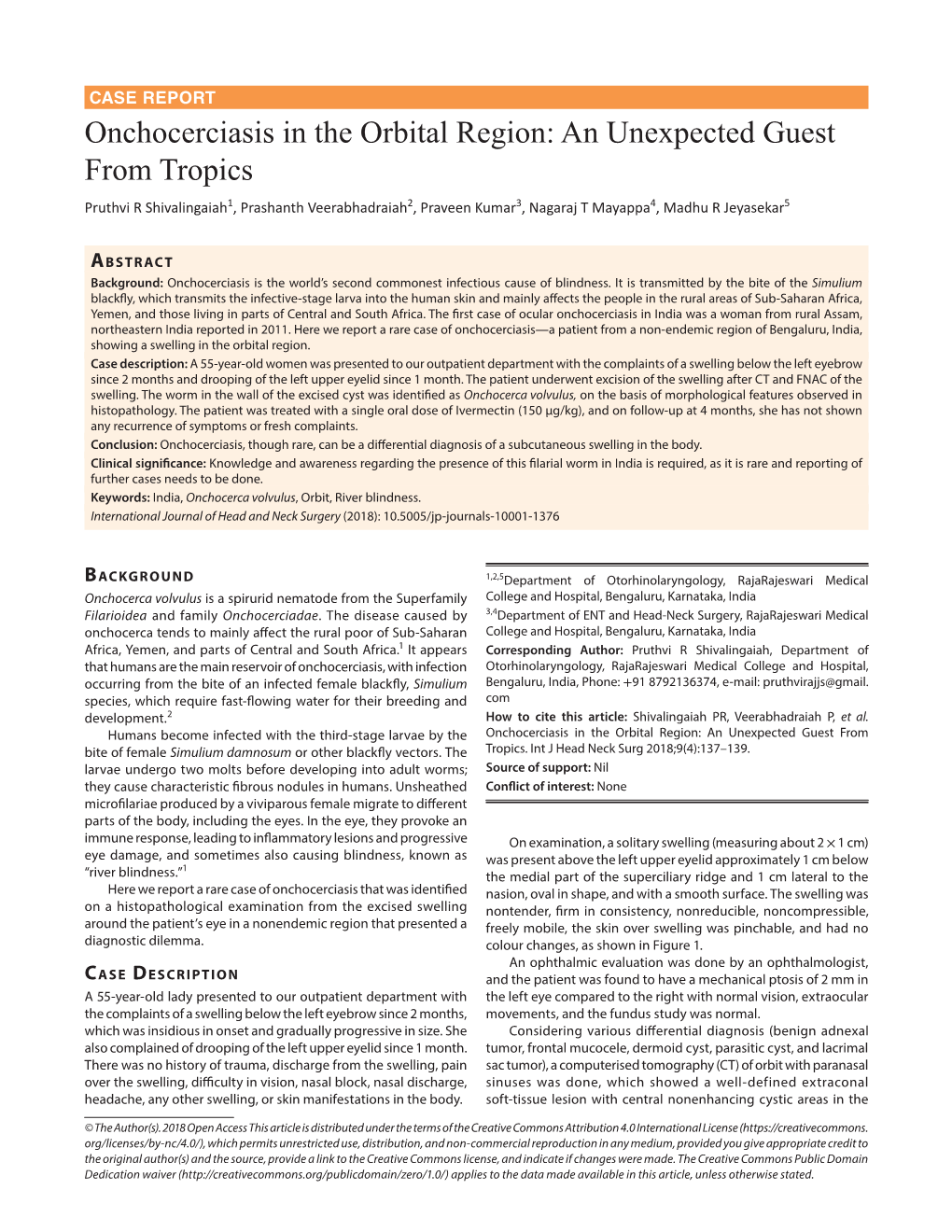 Onchocerciasis in the Orbital Region: an Unexpected Guest from Tropics