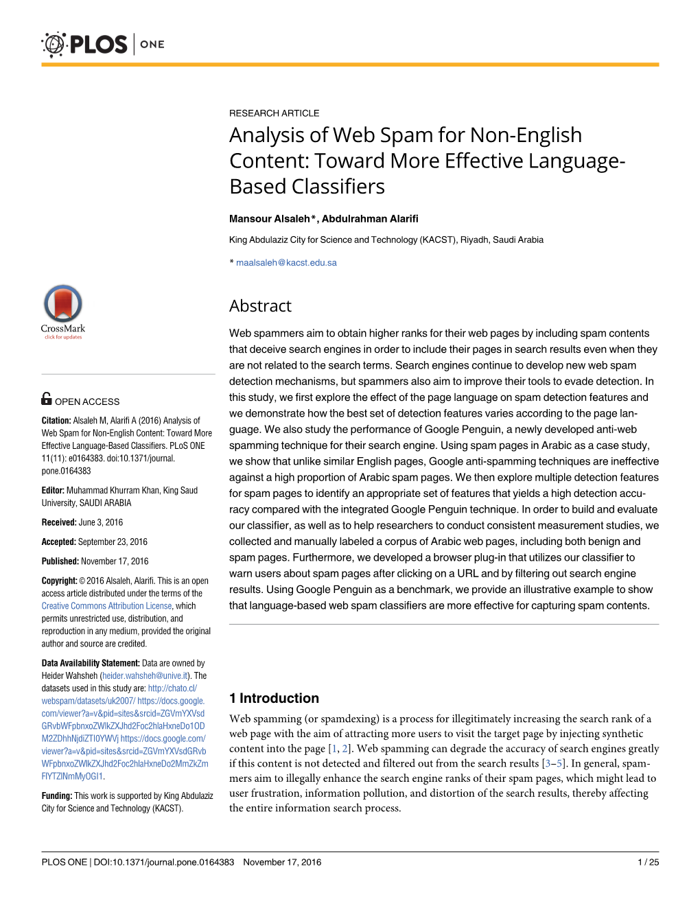 Analysis of Web Spam for Non-English Content: Toward More Effective Language- Based Classifiers