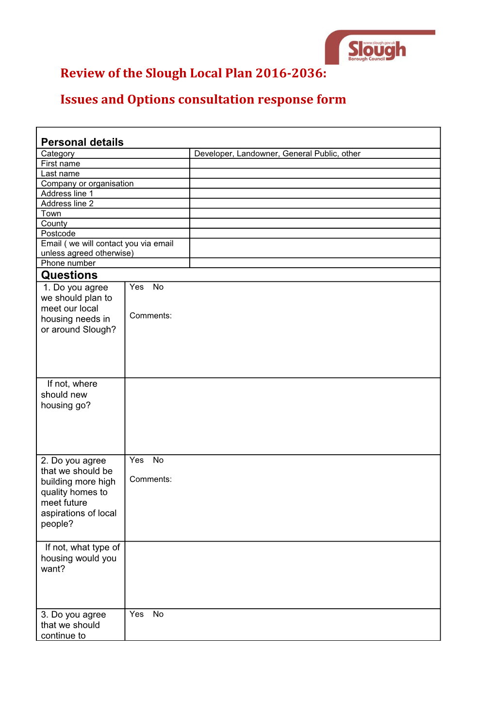 Review of the Slough Local Plan 2016-2036