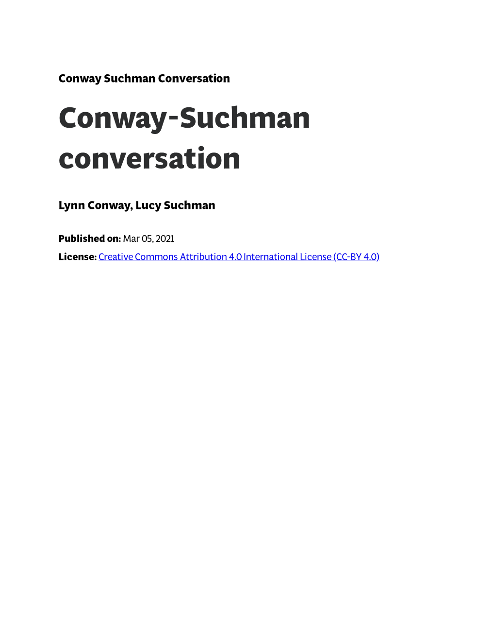Conway-Suchman Conversation
