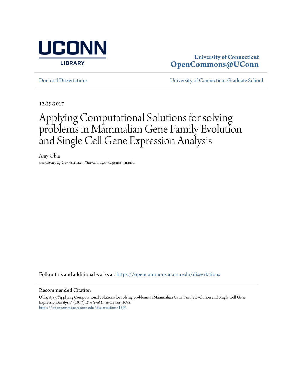 Applying Computational Solutions for Solving Problems in Mammalian