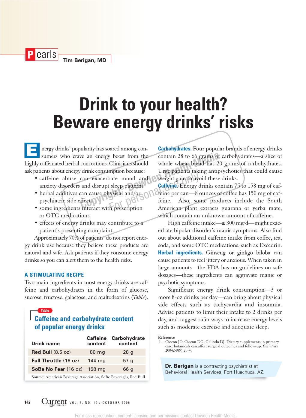 Beware Energy Drinks' Risks