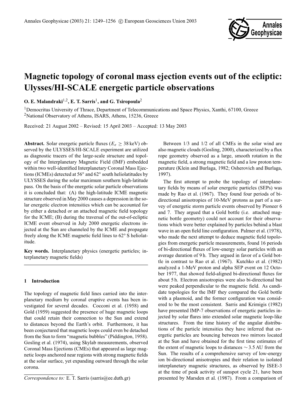 Magnetic Topology of Coronal Mass Ejection Events out of the Ecliptic: Ulysses/HI-SCALE Energetic Particle Observations