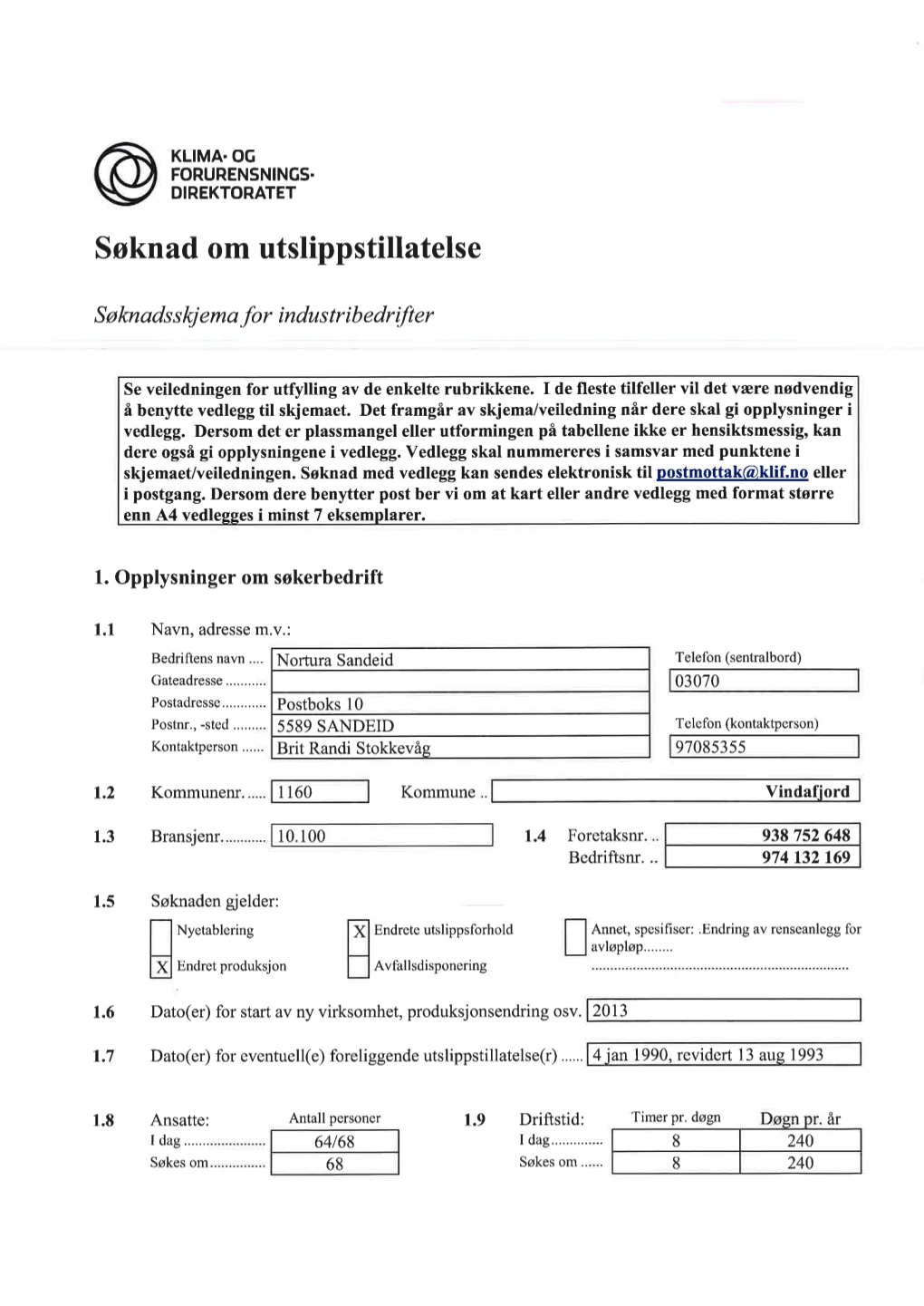 Nortura Sandeid Søknad Med Vedlegg