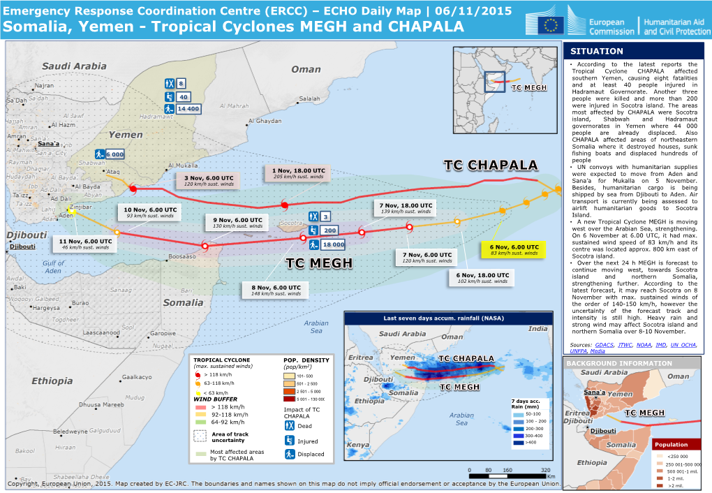 Somalia, Yemen - Tropical Cyclones MEGH and CHAPALA