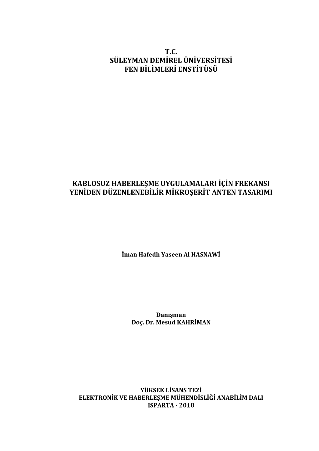 T.C. Süleyman Demirel Üniversitesi Fen Bilimleri Enstitüsü