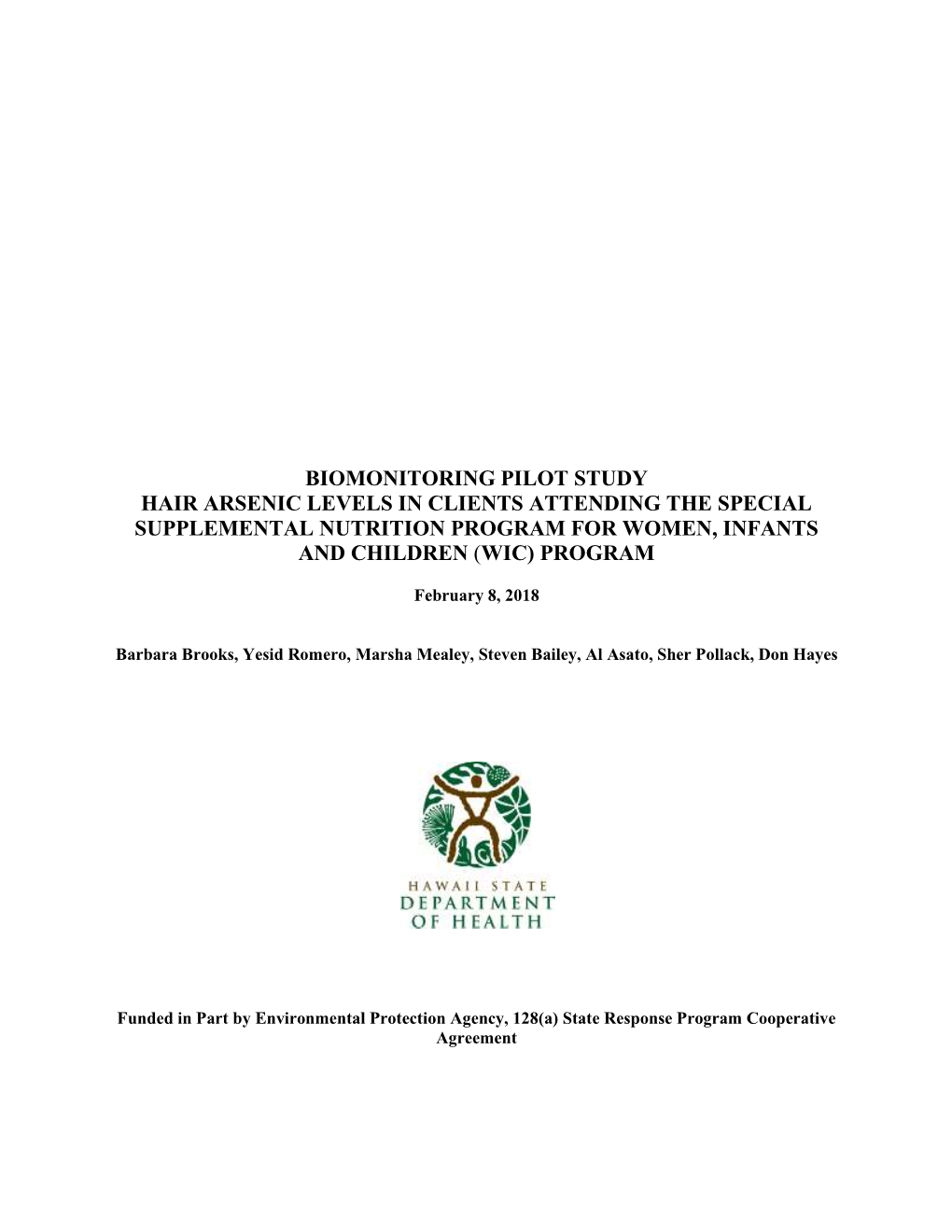 Biomonitoring Pilot Study: Hair Arsenic Levels in Clients Attending