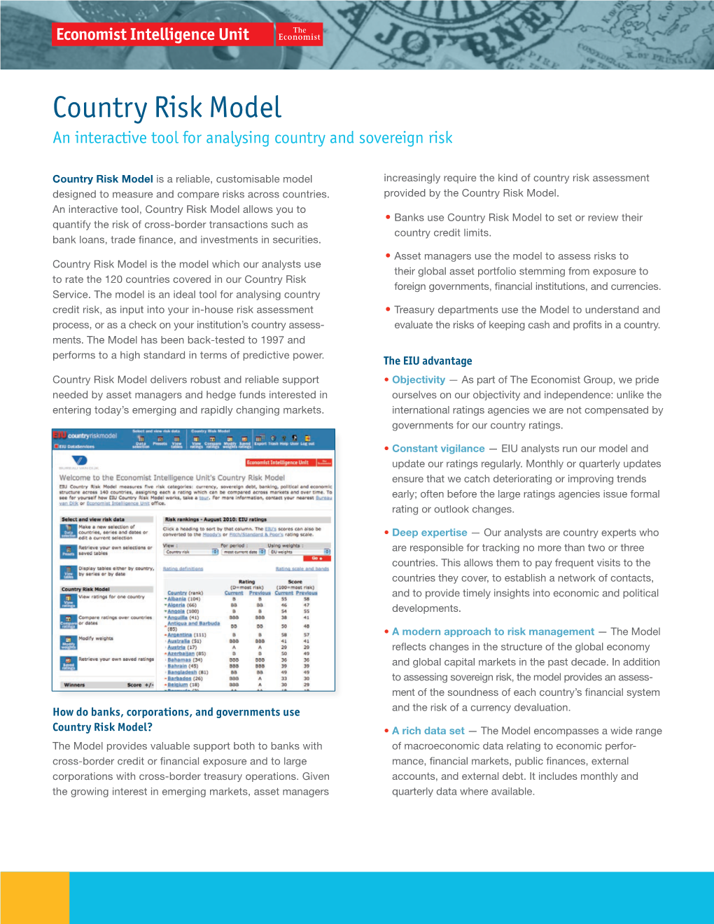 Country Risk Model an Interactive Tool for Analysing Country and Sovereign Risk