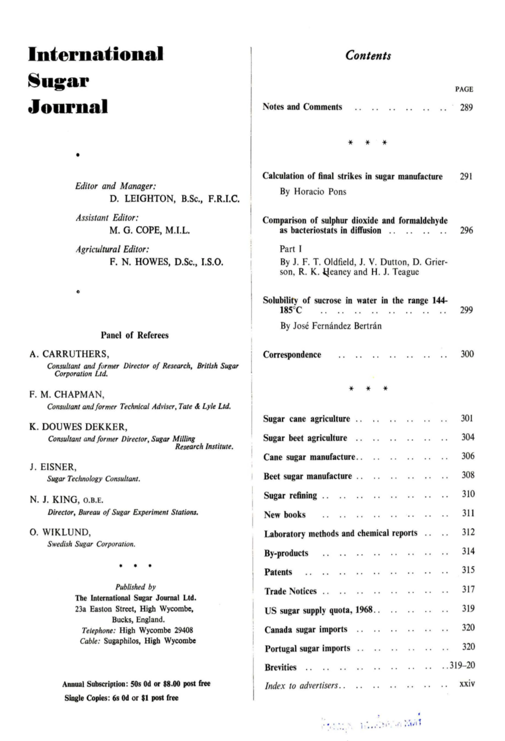 The International Sugar Journal 1968 Vol.70 No.838
