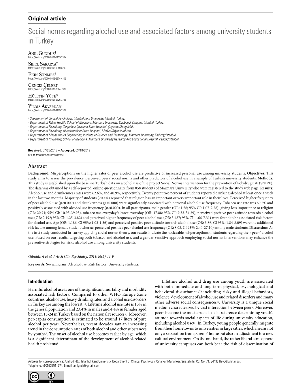 Social Norms Regarding Alcohol Use and Associated Factors Among University Students in Turkey