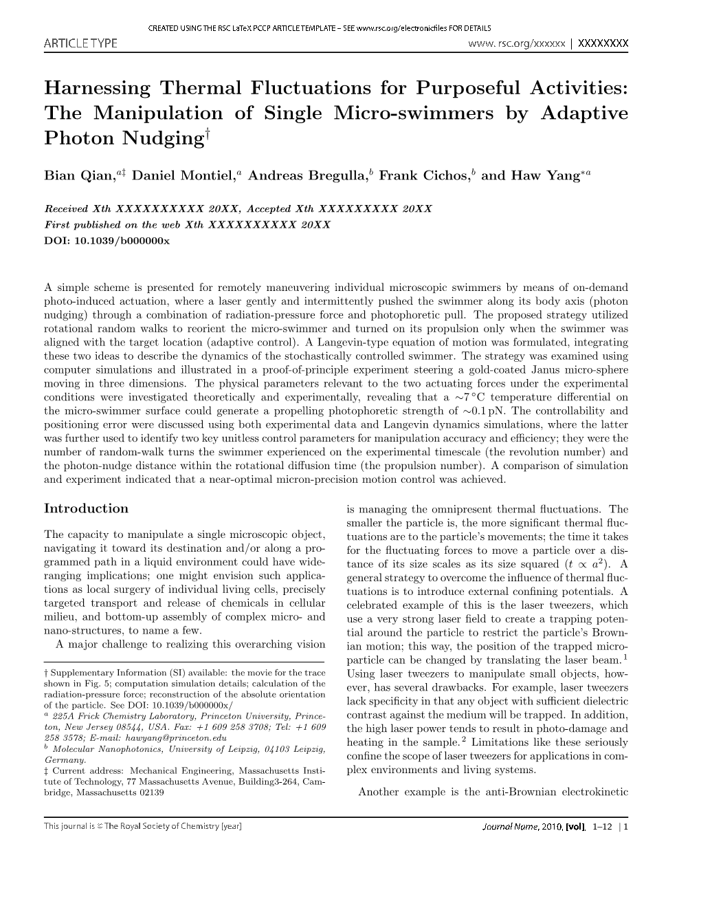 Harnessing Thermal Fluctuations for Purposeful Activities: the Manipulation of Single Micro-Swimmers by Adaptive Photon Nudging†