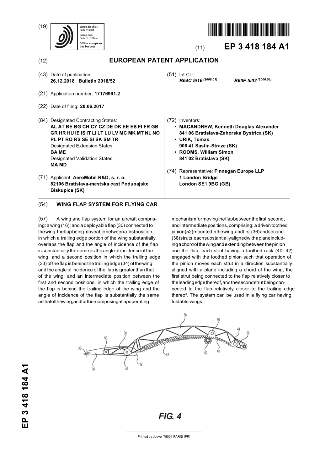 Wing Flap System for Flying Car