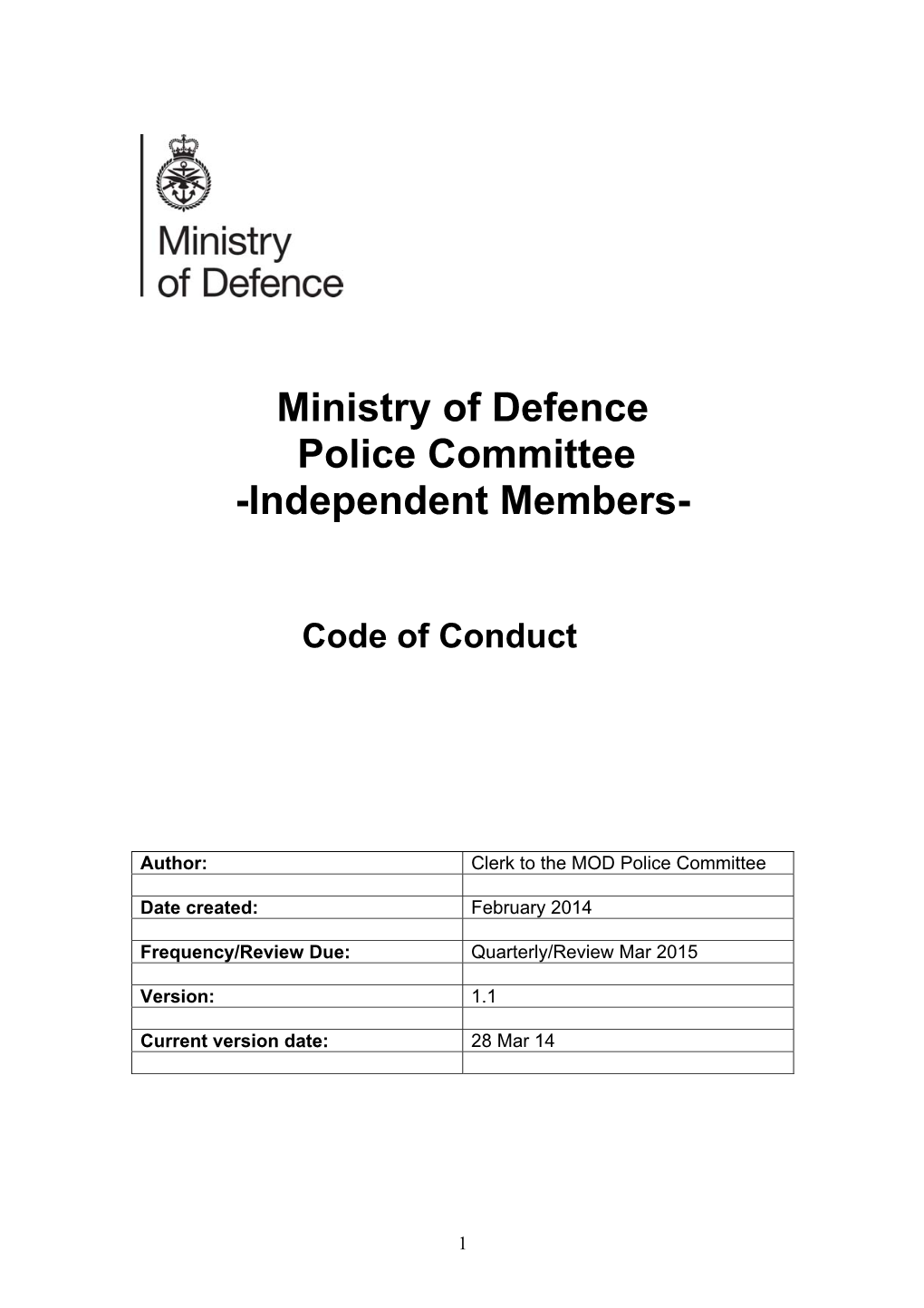 MOD Police Committee Independant Members