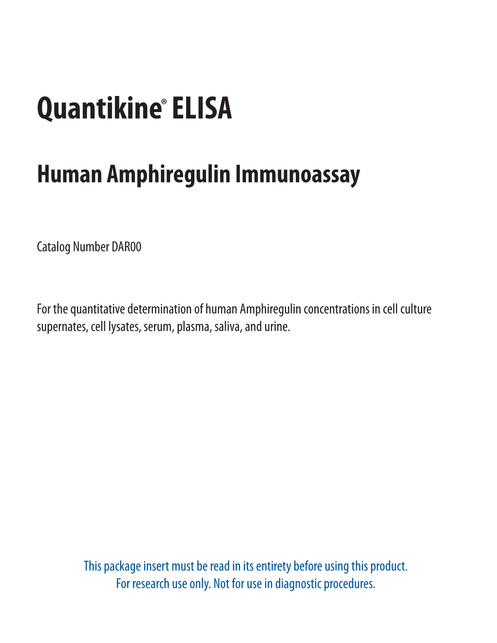 Human Amphiregulin Quantikine ELISA