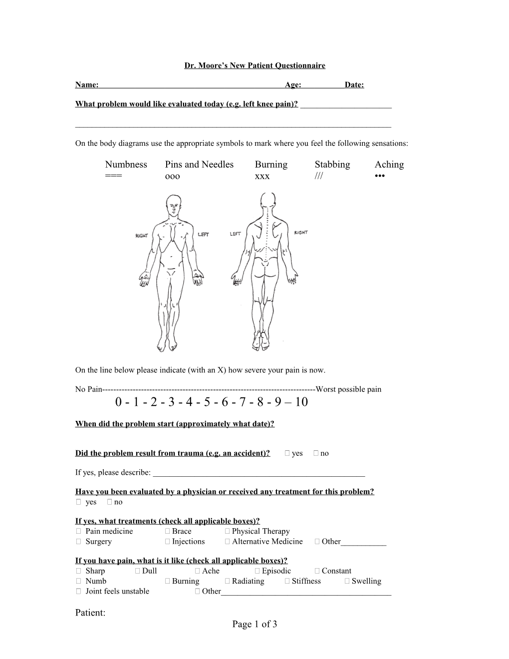 New Patient Questionnaire