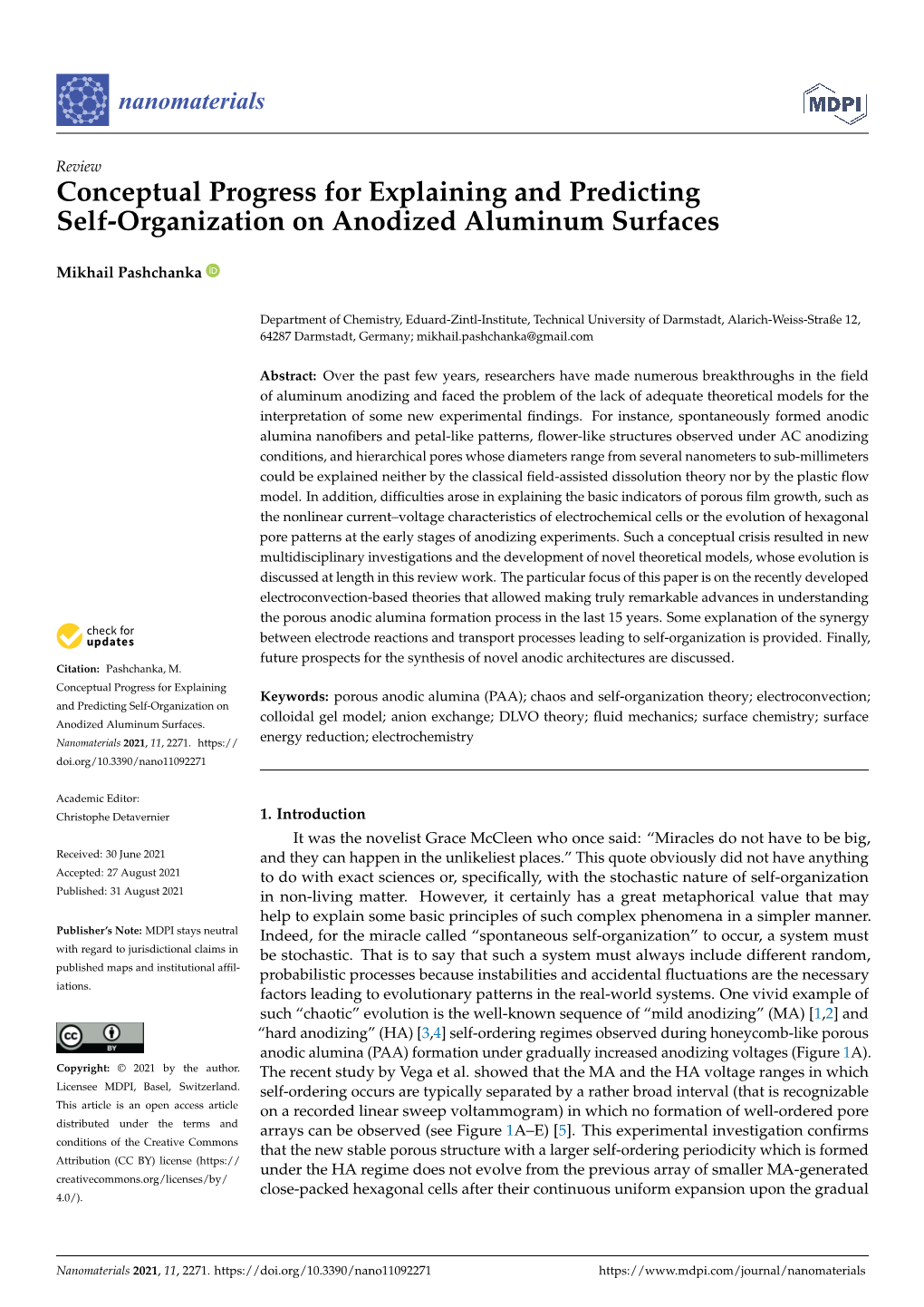 Conceptual Progress for Explaining and Predicting Self-Organization on Anodized Aluminum Surfaces