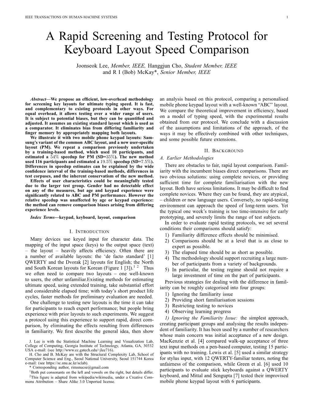 A Rapid Screening and Testing Protocol for Keyboard Layout Speed Comparison