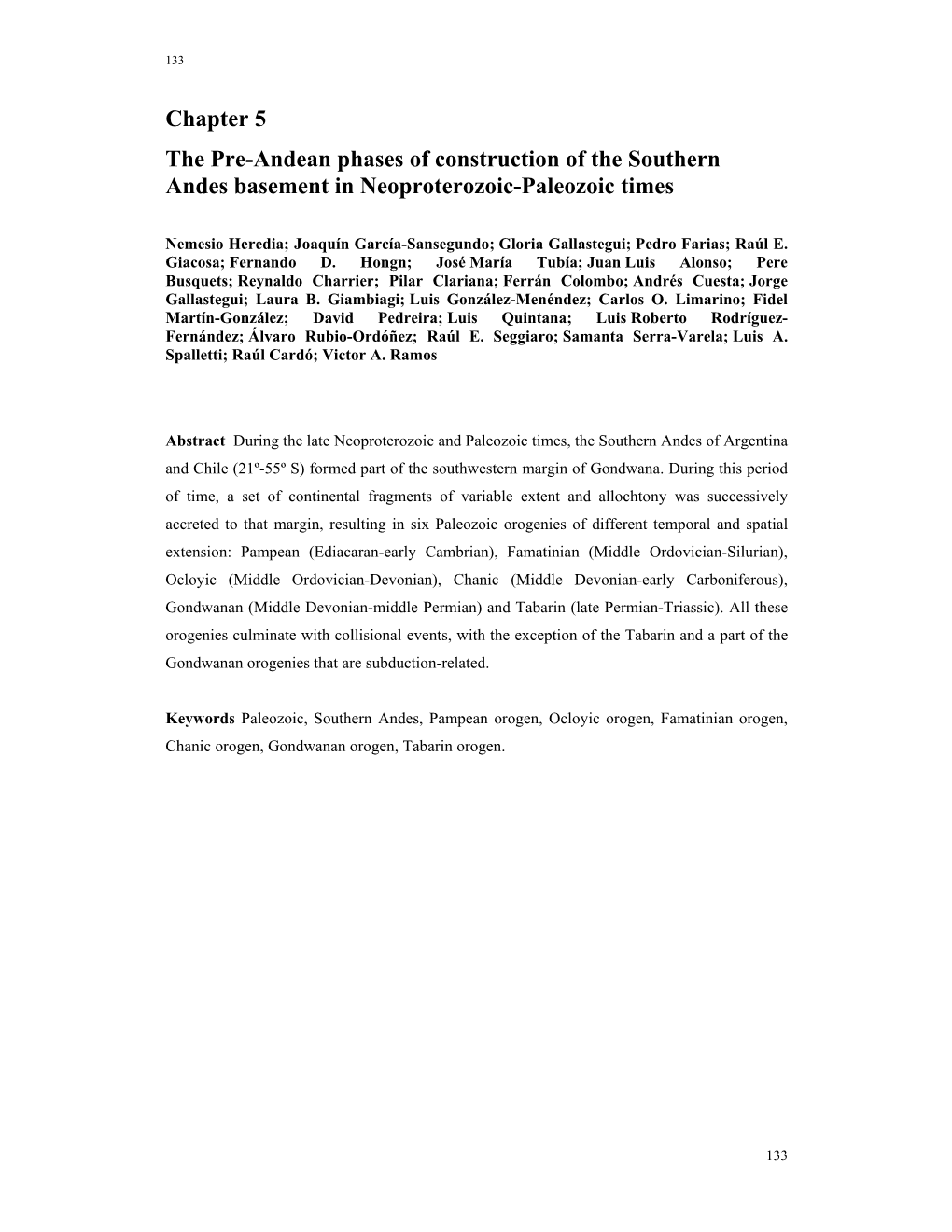 Chapter 5 the Pre-Andean Phases of Construction of the Southern Andes Basement in Neoproterozoic-Paleozoic Times