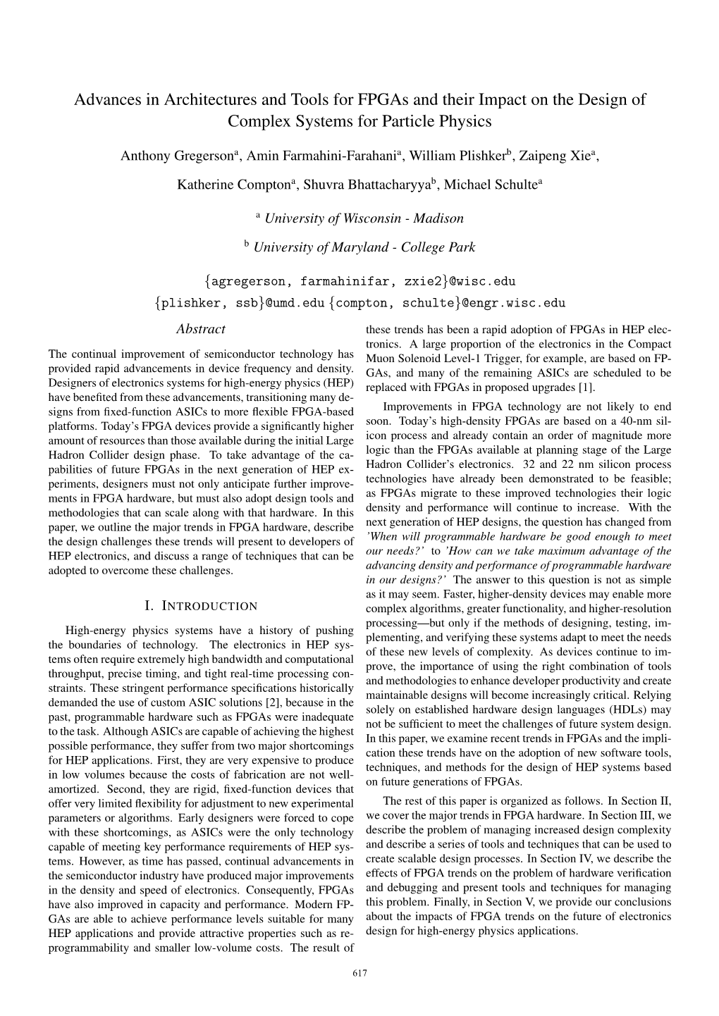 Advances in Architectures and Tools for Fpgas and Their Impact on the Design of Complex Systems for Particle Physics