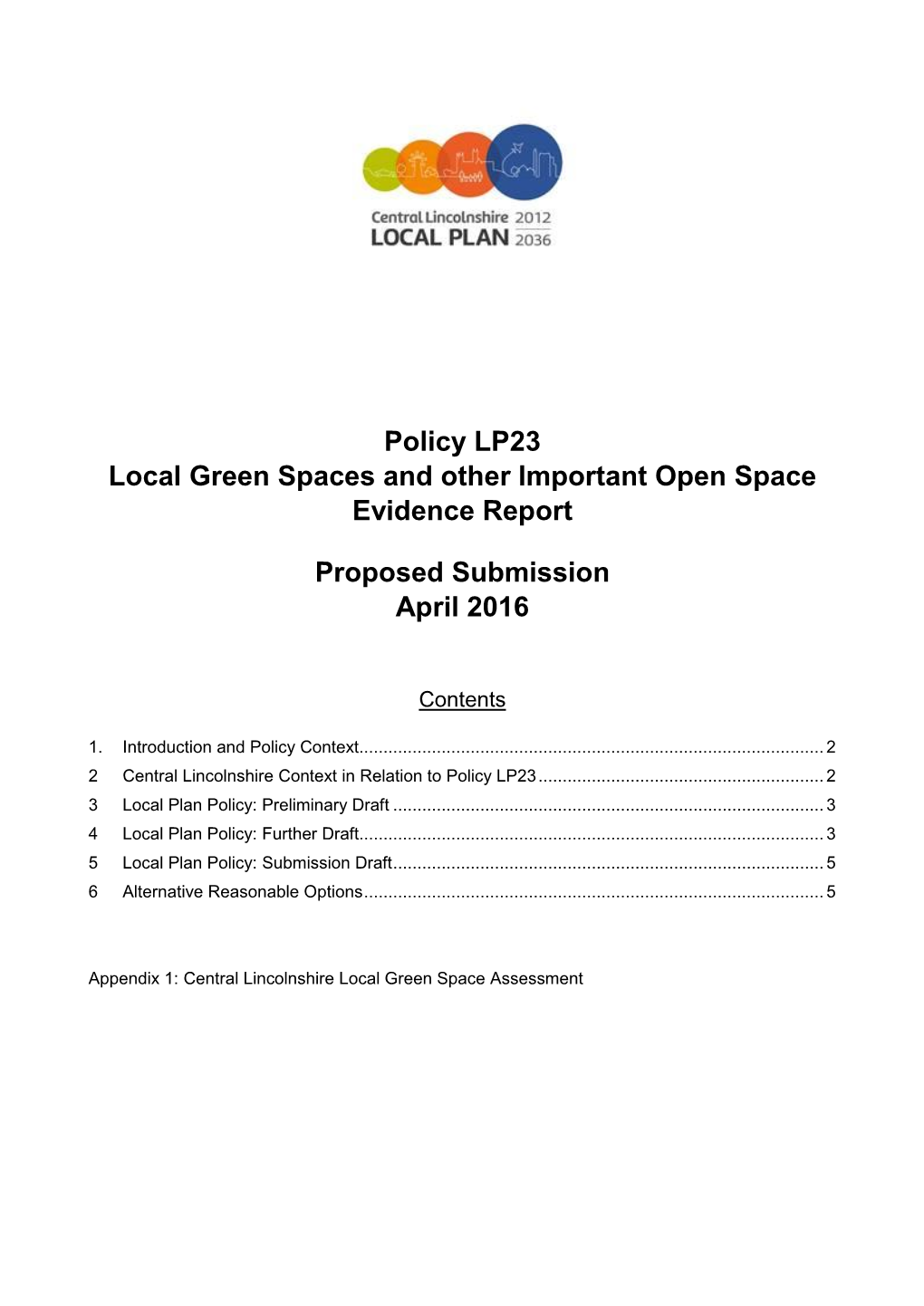 Policy LP23 Local Green Spaces and Other Important Open Space Evidence Report