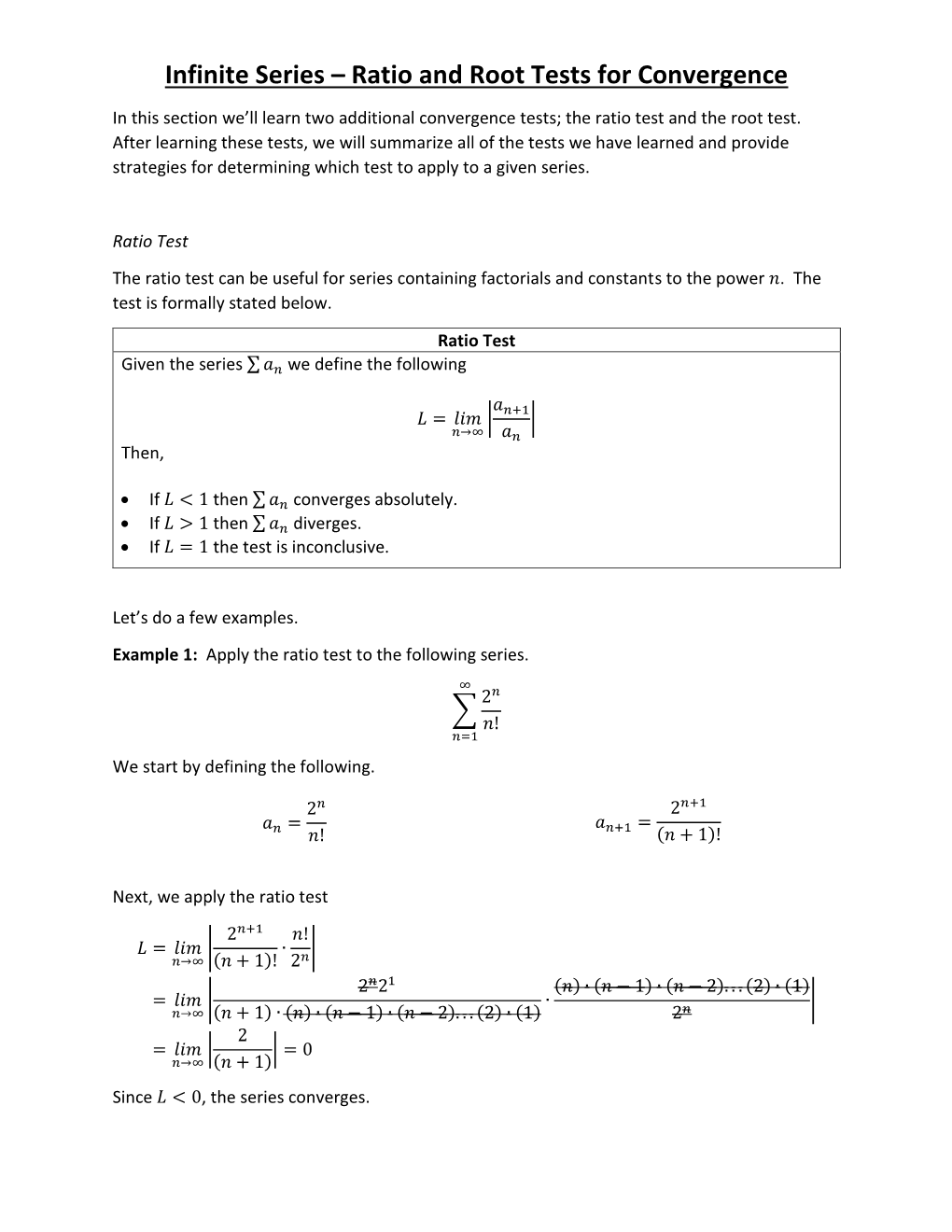 Calculus 2: Infinite Series