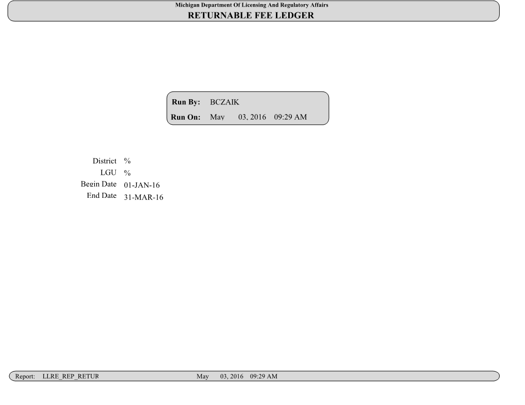 Returnable Fee Ledger