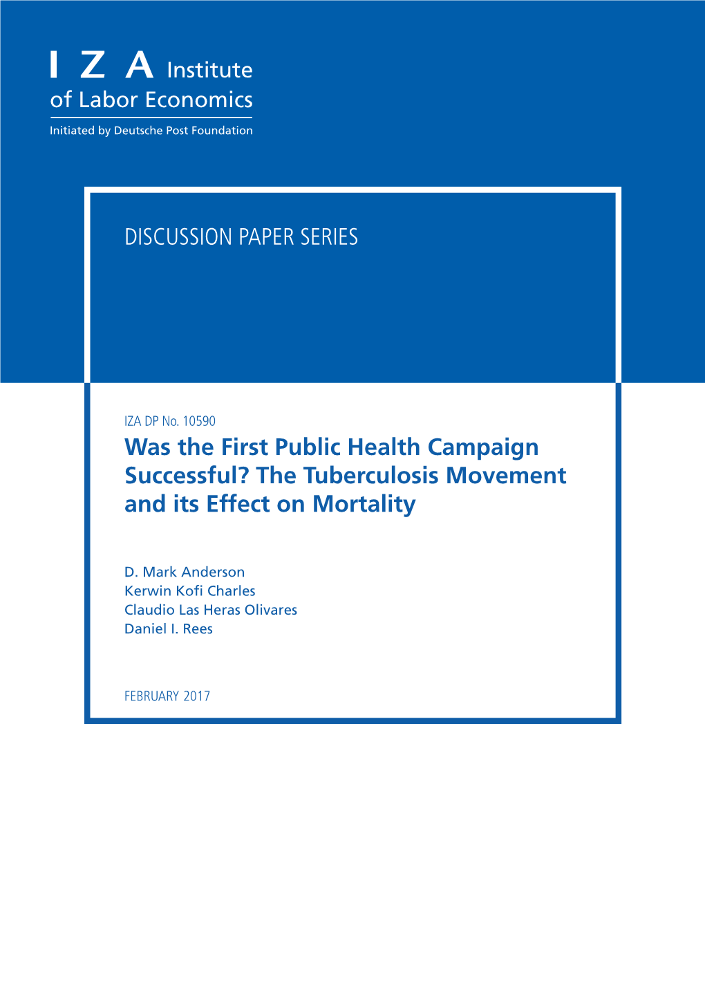 The Tuberculosis Movement and Its Effect on Mortality