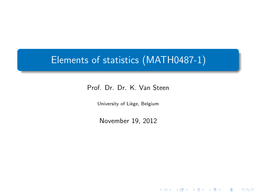 Elements of Statistics (MATH0487-1)